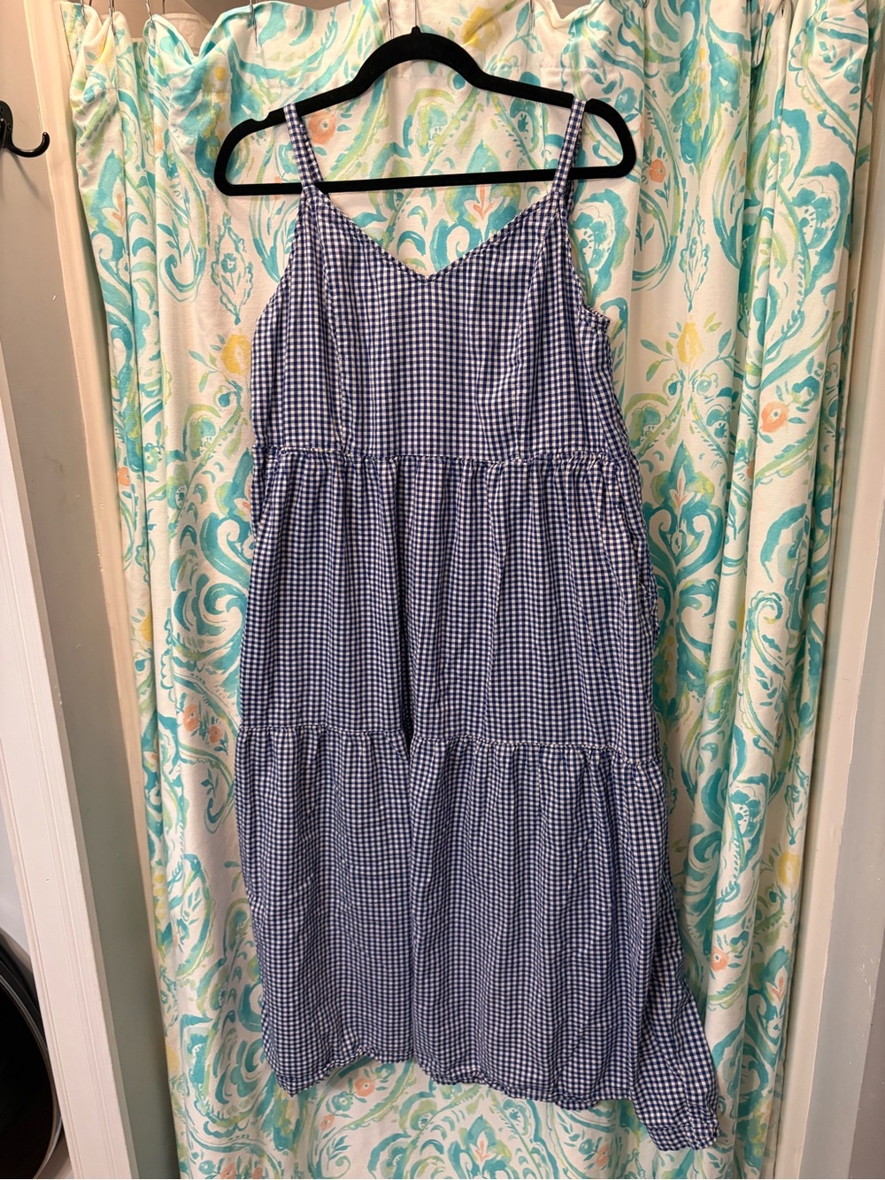 Old Navy Blue and White Gingham Maxi Dress